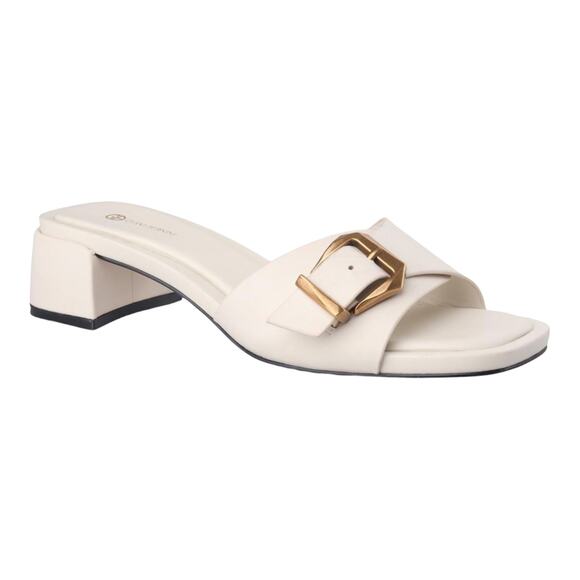 Giani Bernini Shoes - Giani Bernini Women's Kamilla Leather Buckle Block Heel Sandals White Size 8